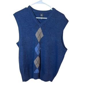 Dockers Mens Large Blue Argyle Sweater Vest 100% acrylic